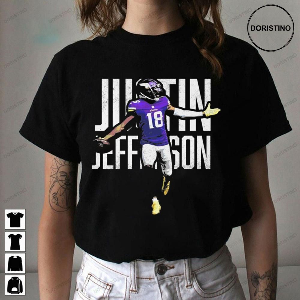 White Background Of Justin Jefferson Funny Art Football Trending Style